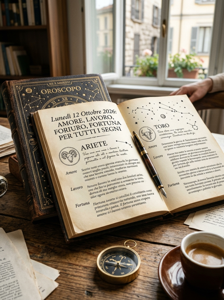 Oroscopo di lunedì 12 ottobre 2026 — illustrazione editoriale