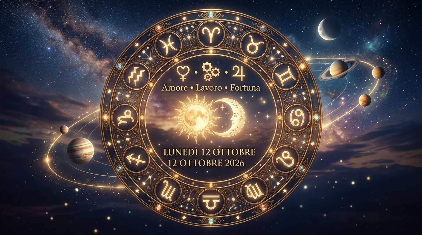 Oroscopo di lunedì 12 ottobre 2026 — illustrazione editoriale